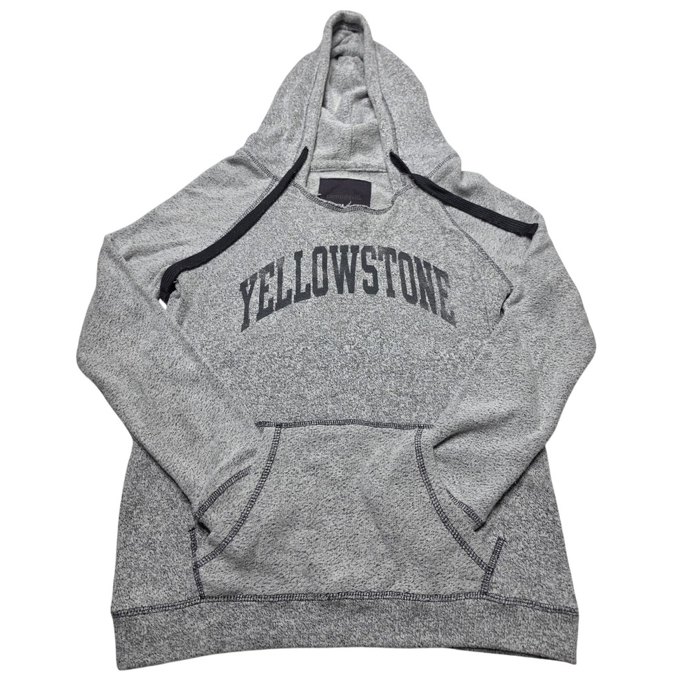 Camp David Yellowstone National Park Hoodie Grey Marled Pullover Womens S/M